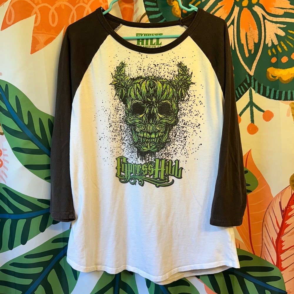 Cypress Hill Skull Graphic Baseball Tee Raglan 3/4 Sleeve Unisex Size XL